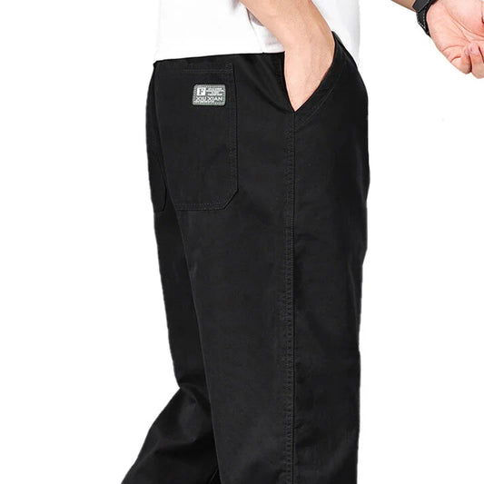Pantaloni casual da uomo, taglia grande, in cotone, vestibilità ampia