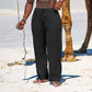 Pantaloni estivi da uomo in cotone e lino oversize a gamba larga