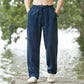 Pantaloni estivi da uomo in cotone e lino oversize a gamba larga