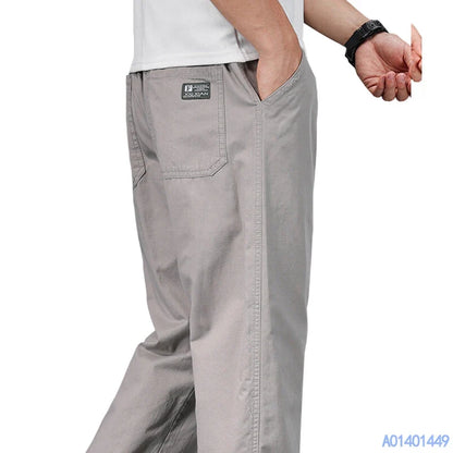 Pantaloni casual da uomo, taglia grande, in cotone, vestibilità ampia