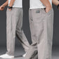 Pantaloni casual da uomo, taglia grande, in cotone, vestibilità ampia